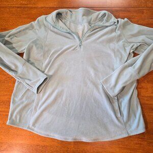 St Johns Bay Jacket Womens XL Blue Fleece 1/4 Zip Long Sleeve Pockets Pullover
